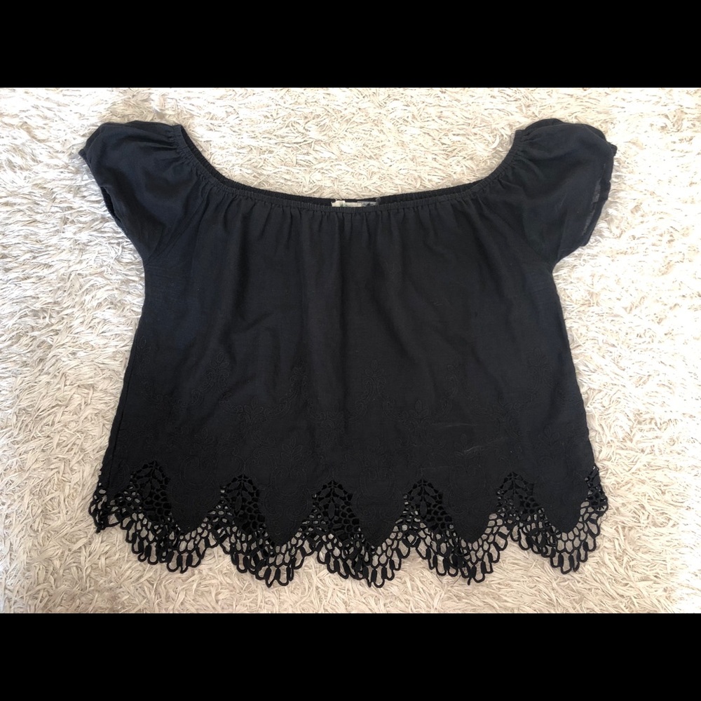 Black off the shoulder flowy top